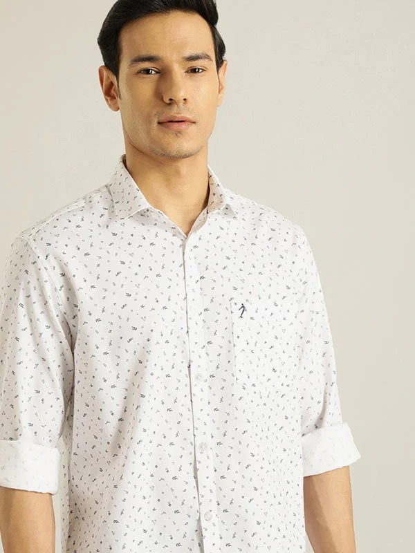 Indian Terrain Men All Over Print White Shirt